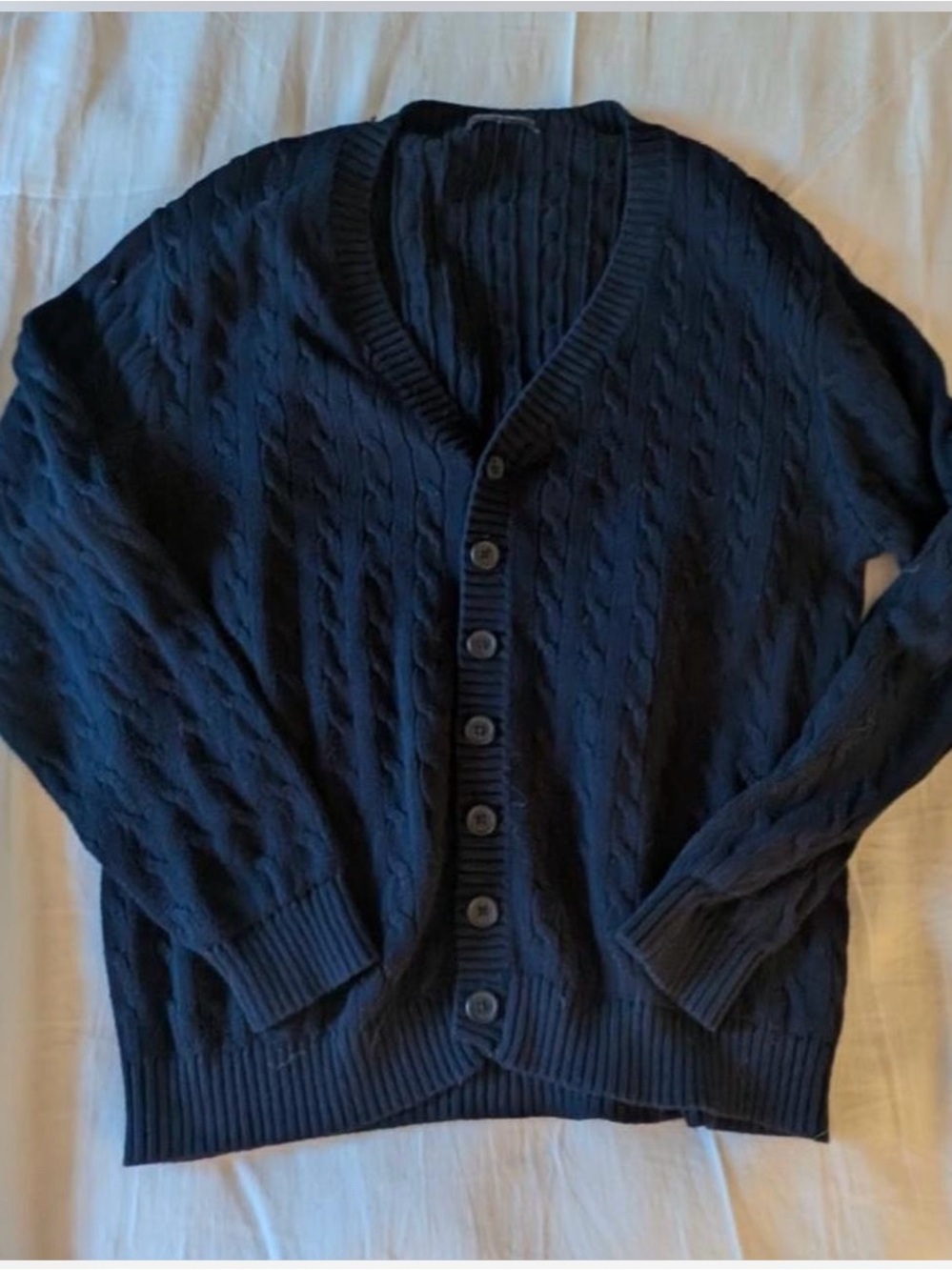 Brandy Melville Navy Cable Knit Button-Front Cardigan